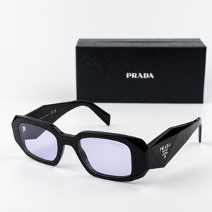 NEW Prada PR17WS 16K40J Black Violet Rectangle Unisex Sunglasses